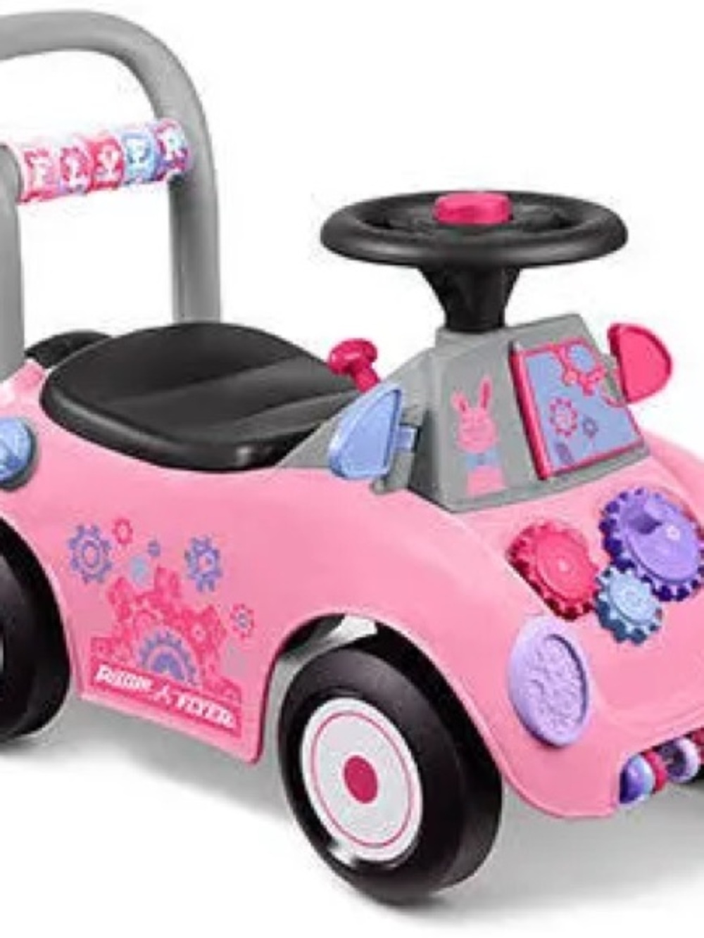 Pink Ride-On Radio Flyer Push Car for Kids with Activity Gears